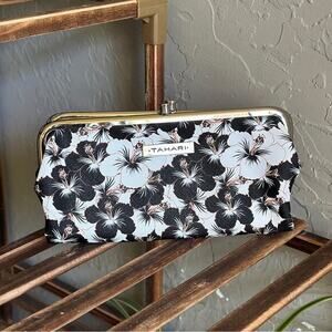 Tahari Floral snap and open wallet magnetic closure